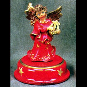 Red and Gold Resin Musical Angel, 6" (15.2 cm)