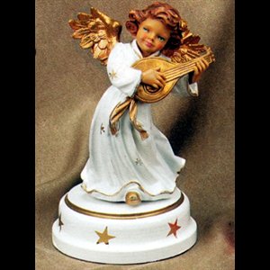 White and Gold Resin Musical Angel, 7.5" (19 cm)