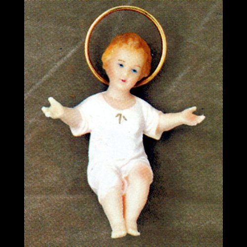 Pers. Enfant-Jésus 5.5" (14 cm) en plastique robe blanche