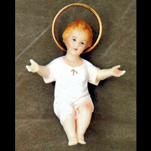 Pers. Enfant-Jésus 5.5" (14 cm) en plastique robe blanche