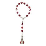 Rosary, 5 mm Red Beads, Metal Chain, 4¾"