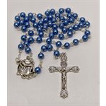 Rosary, blue pearl imitation, 6 mm, Pieta