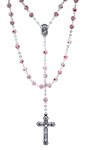 Rosary, 6mm Amethyst Beads & Silver Cross, 18"