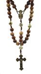 Rosary, 10 mm Brown Wooden Beads, G-F Cross