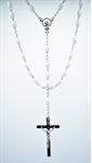 Rosary, 7mm white plastic beads, 24''