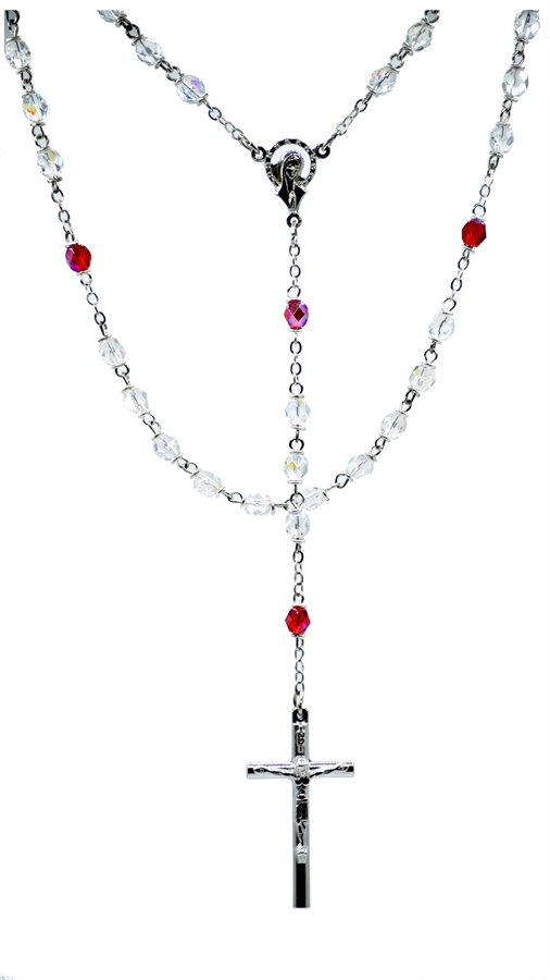 Rosary, 4 mm Ruby Glass Beads, 17"