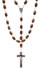 Rosary, 10 mm Brown Wooden Beads, 29"