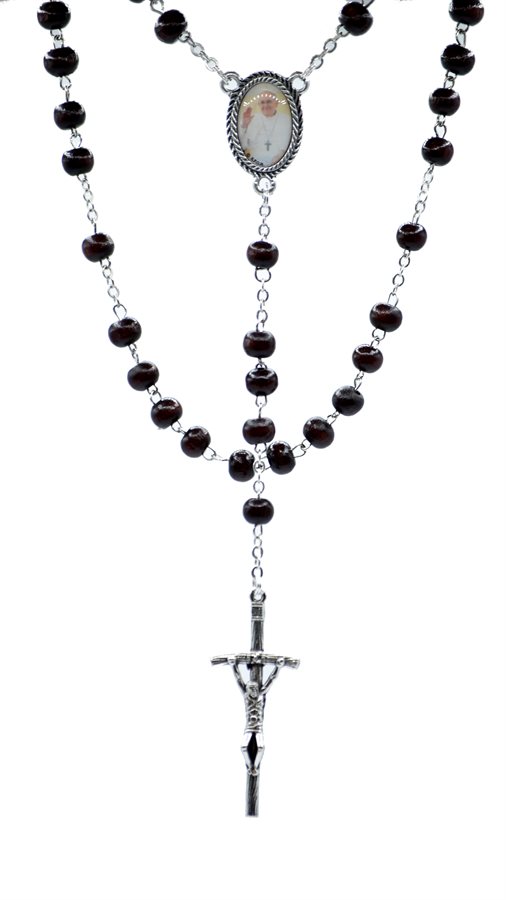 Rosary, Pope Francis, 7 mm Brown Wooden Bds