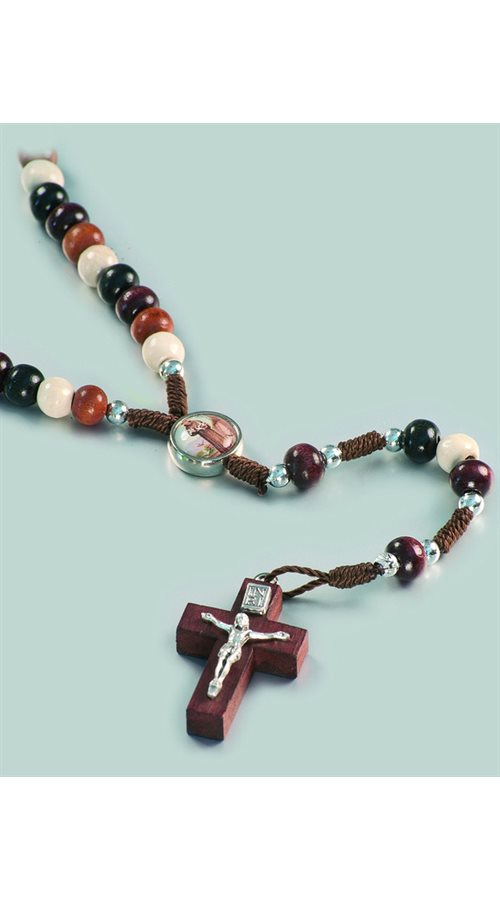 Rosary on string, 6mm wooden beads