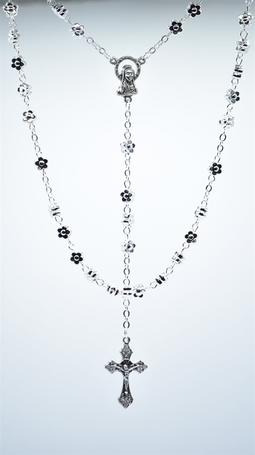Rosary, 6 mm S-F Flower Beads & Corpus