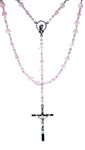 Rosary, 6 mm Pink Heart-Shaped Beads, 18"