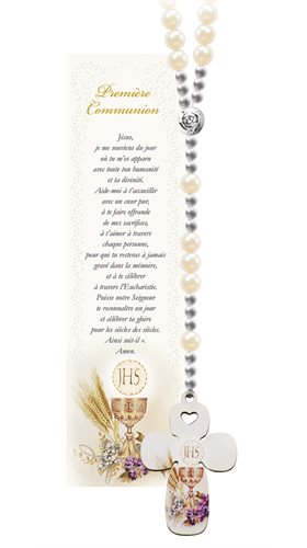 My First Communion rosary, elastic, French