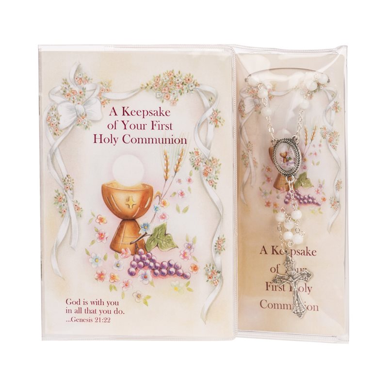 1st Communion Rosary w / Keepsake Book, English