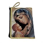 Rosary Pouch Tapestry, Mother & Child, 6'' x 4''