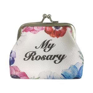 Fabric Floral Rosary Purse, 4", English