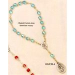 Chapelet Sainte Anne en cristal aqua plaqué argent