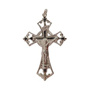 Crucifix In Silver-Plated Metal, 1.75" (4.4 cm)