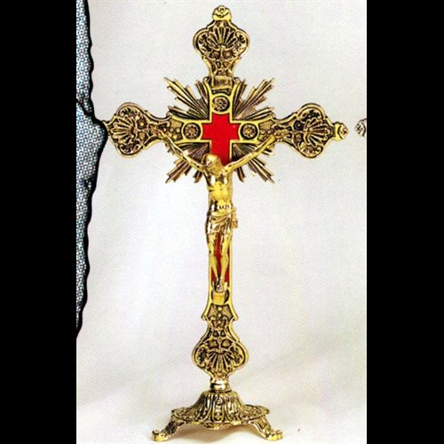 Gold Bras Altar Crucifix, 12" (30.5 cm)