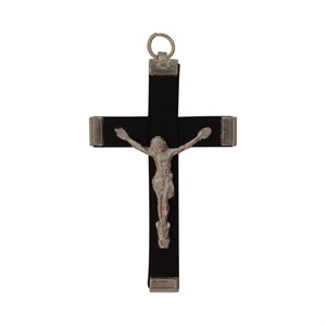 Black Wooden Crucifix, Alu. Corpus, 1½"
