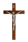 Crucifix en bois, corpus argenté, 15,2 cm