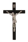 Crucifix en bois noir, corpus argenté, 12,7 cm