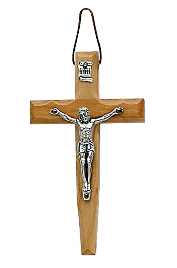Silver-Finish Crucifix on Wooden Cross, 4 7 / 8"