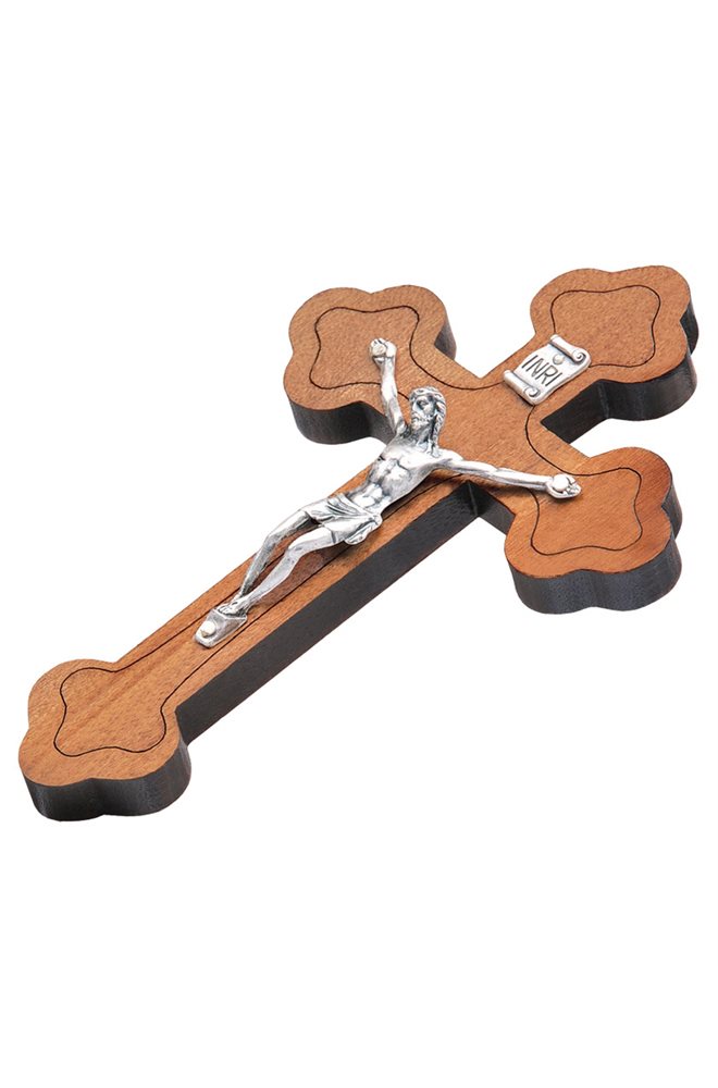 Wooden Crucifix, Silver Corpus, 4¾''