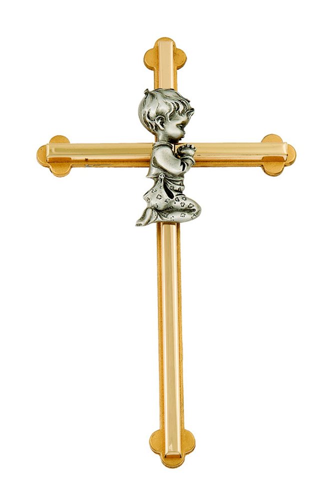 Two-Tone Metal Cross For Boy, 8"