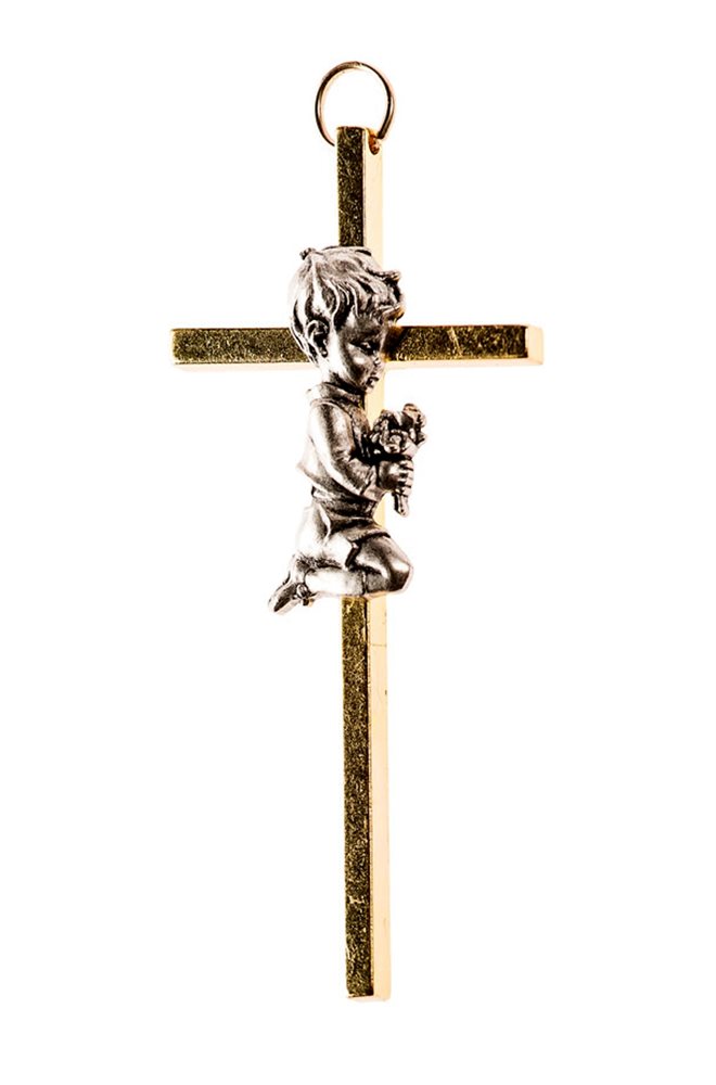 Two-Tone Metal Cross for Boy, 3¼"