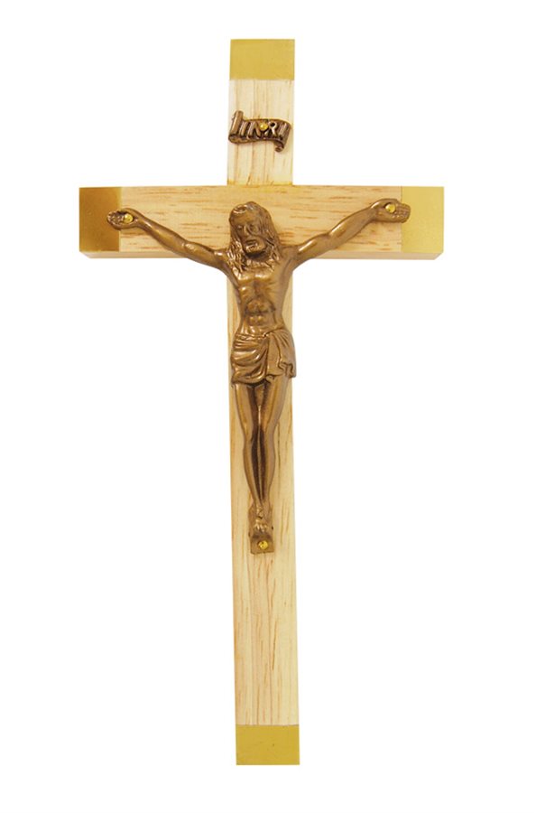 Wooden Crucifix, Golden Corpus, 8"