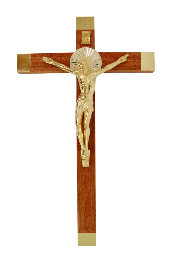 Wood & Metal Crucifix, G-F Corpus, 10"