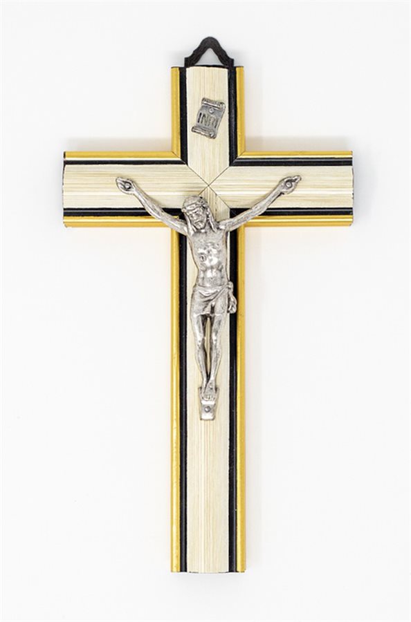 Ivory-Coloured Wood Crucifix with S-F Corpus, 6"