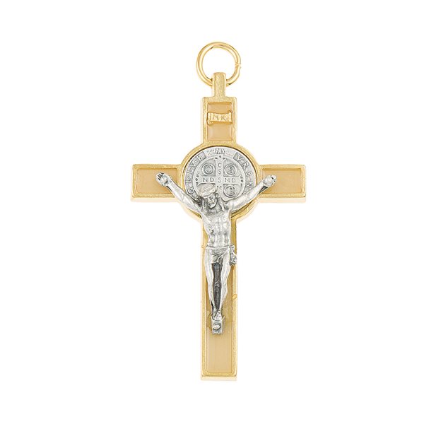 'St. Benedict'' Cross, G-F & Lumin. Enamel, 3"