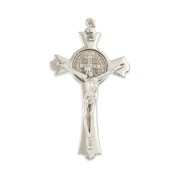 'St. Benedict'' Stylized Silver-Finish Cross, 3"