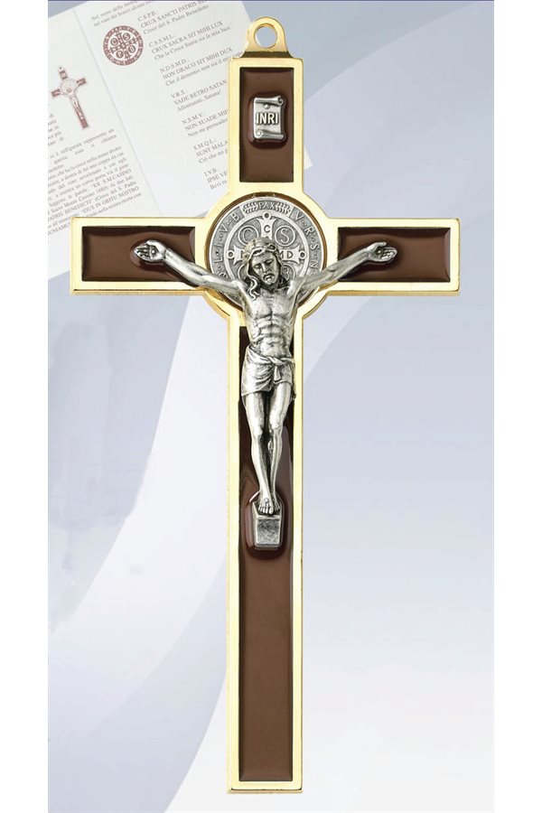'St. Benedict'' Cross, gold f. & Brown Enamel, 5.5"