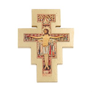 St. Damian Gilded Wooden Cross, 6½"