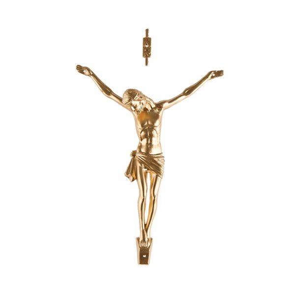 Corpus « INRI » en plastique doré, 11,4 cm