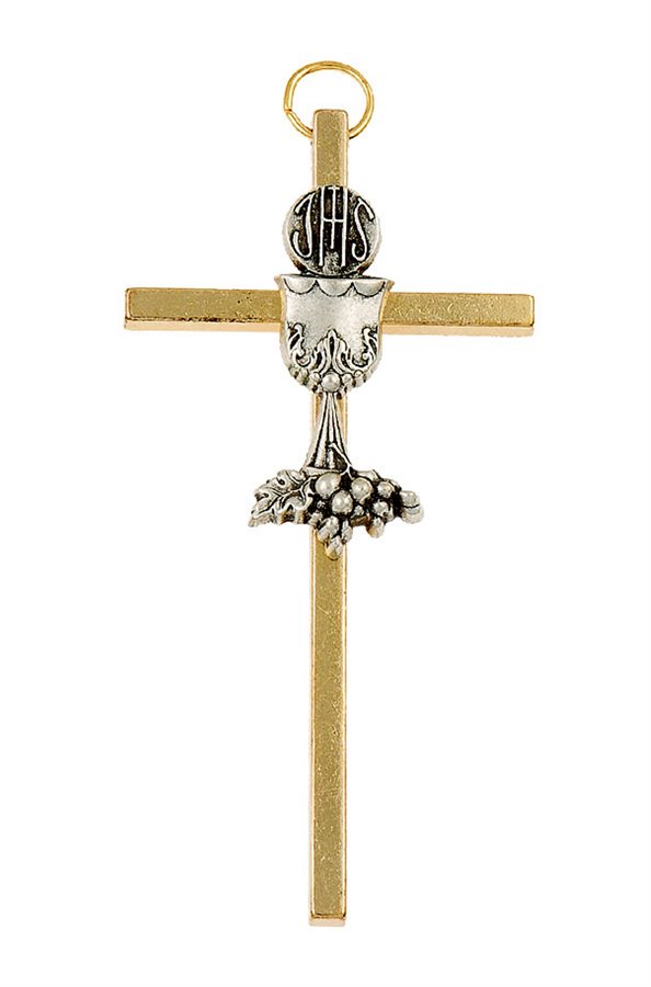 Gold-Plated Cross w / Silver-Plated Chalice, 3¼"