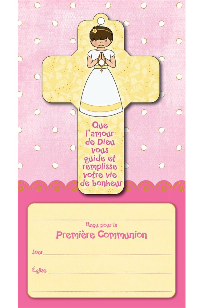 Cross and Certificat of first communion fille, 5", French