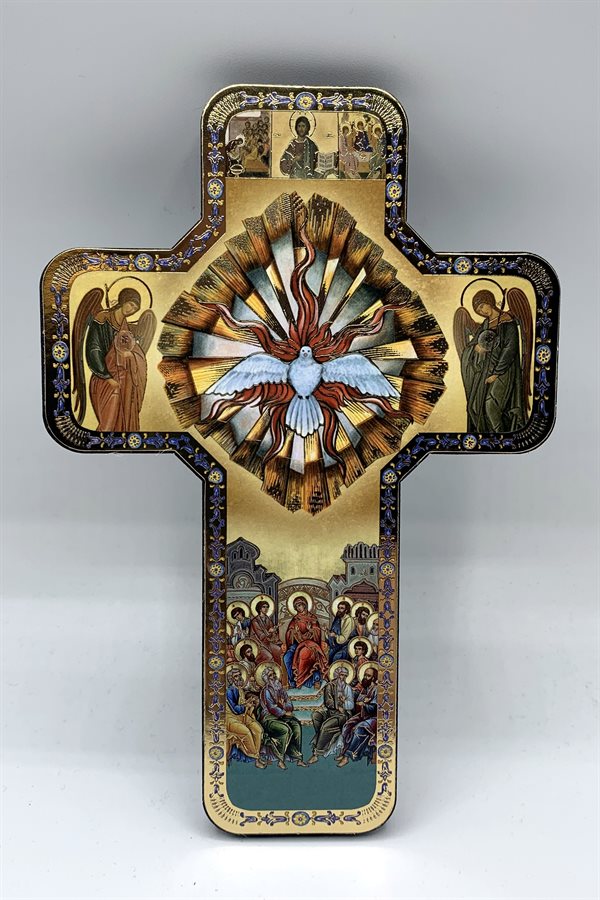 Croix icône en bois confirmation 12 x 18 cm