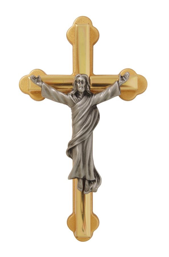 Two-Tone Metal Crucifix, 4½"