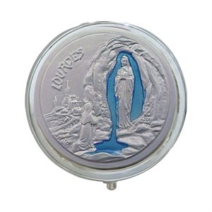 Custode métal argenté, image Lourdes, 4,6 cm