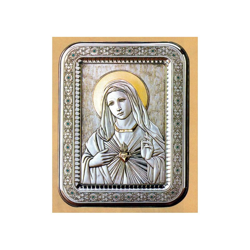 Plaque Sacré-Coeur de Marie 13.5"x17.5" (34 x44 cm) Sterling