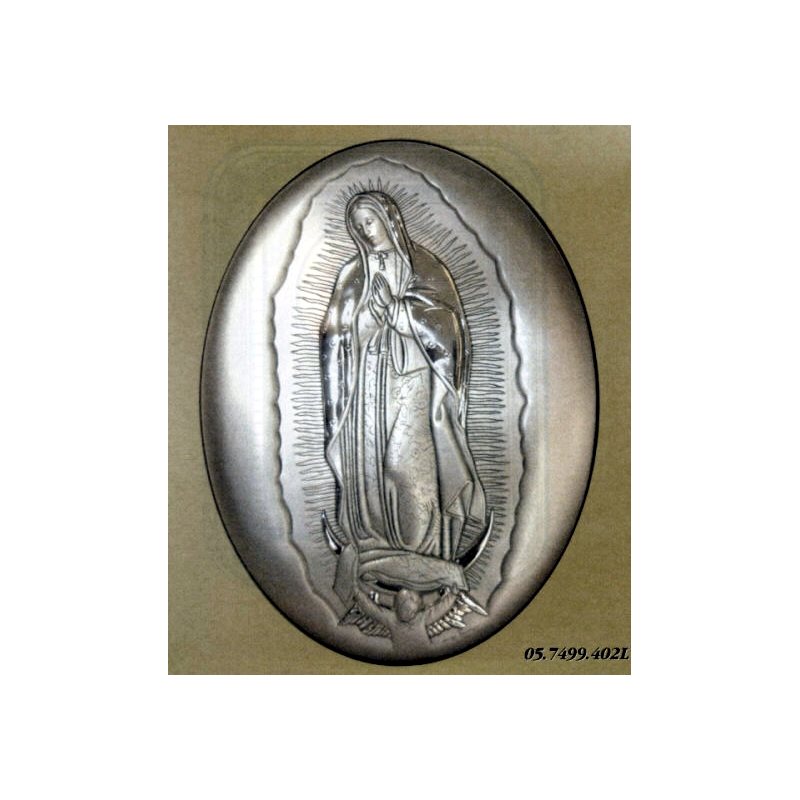 Sterling Silver Our Lady of Guadaloupa, 9" x 12" (23x30.5cm)