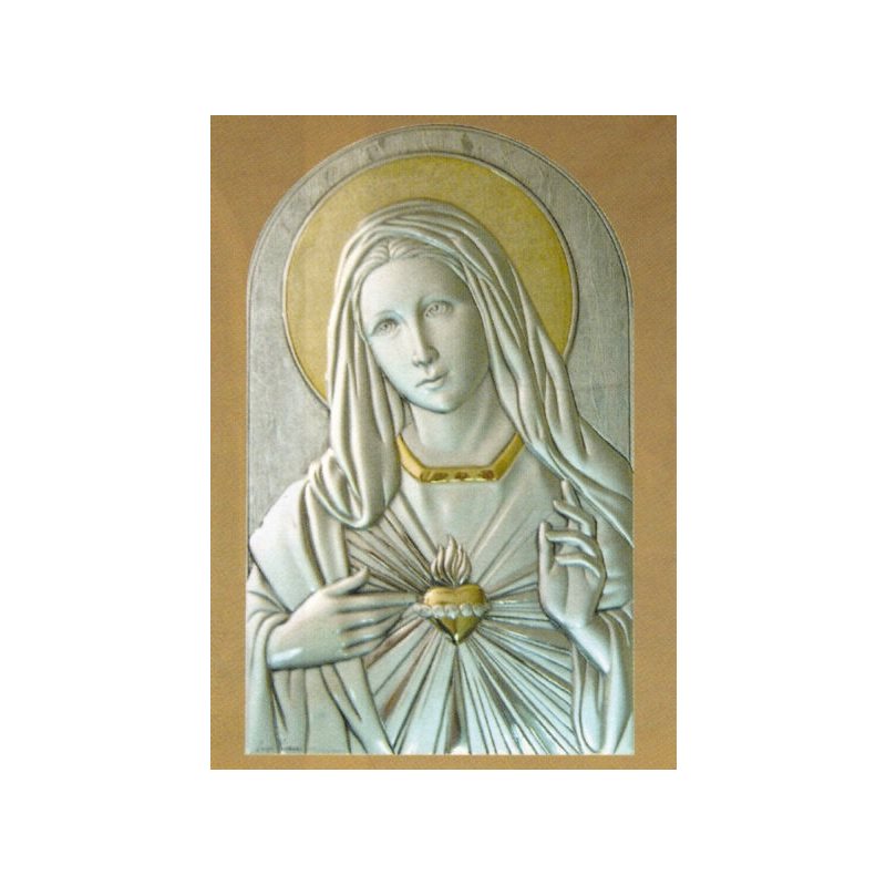 Plaque Sacré-Coeur de Marie 7.75"x12.5" (20 x32 cm) Sterling