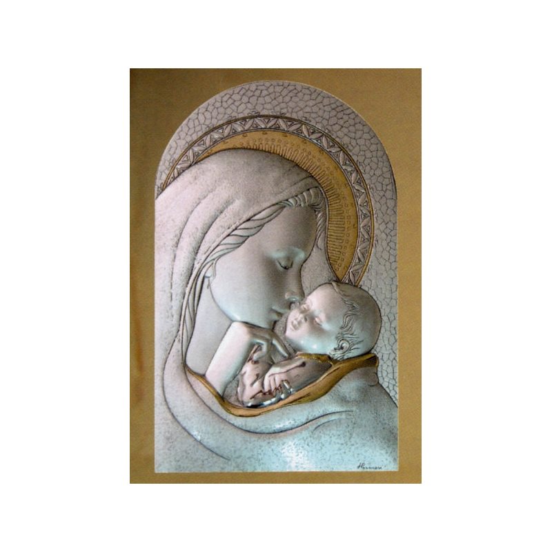 Sterling Silver 925 Madonna Plaque, 7.75" x 12.5" (20x32 cm)