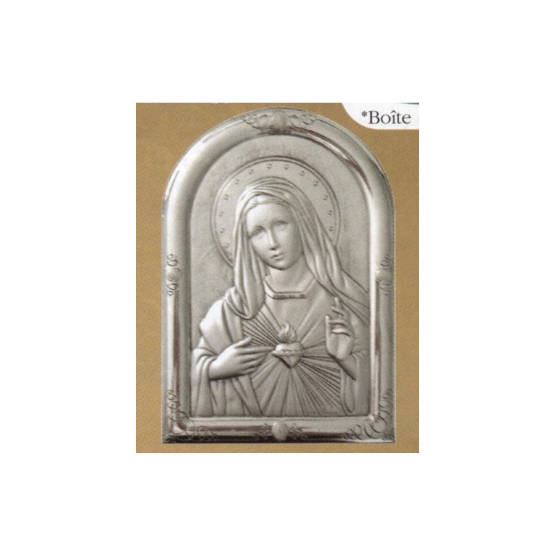 Sterling Silver 925 Sacred-Heart of Mary Plaque, 5" x 7"