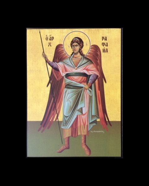 Icône laminée Saint Raphael Archange 8" x 10" (20 x 30 cm)
