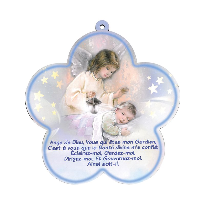 MDF Plaque w / Prayer for Boy, 6" x 6", French