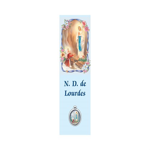 Signet plastifié «Notre-Dame de Lourdes», 17 x 5cm, Français